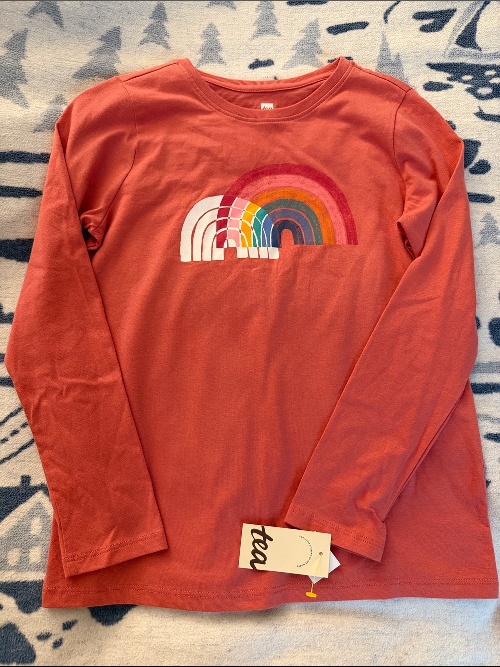 Tea Collection Coral Long-Sleeve Rainbow Tee size 10 NWT